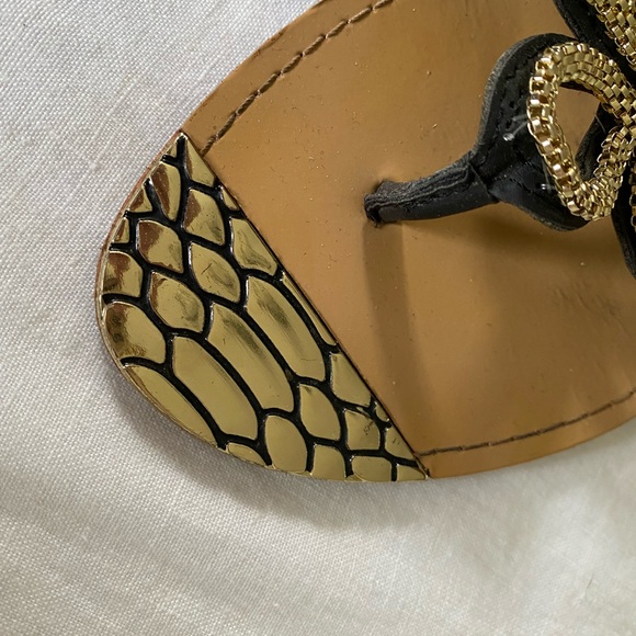 Black and Gold Ornate Sandals - Picture 4 of 6